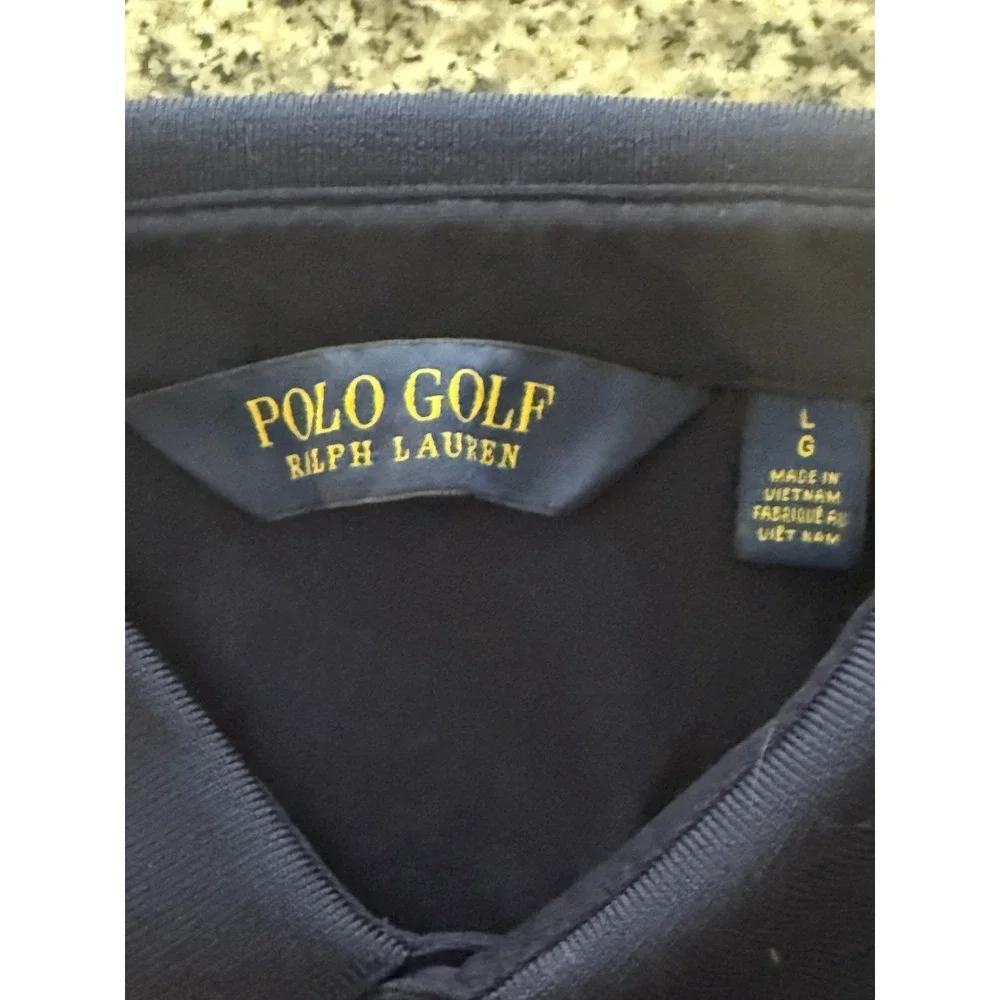 Polo Ralph Lauren Golf Polo Sz L Blue White Striped PGA Quail Hollow Logo - Picture 14 of 14